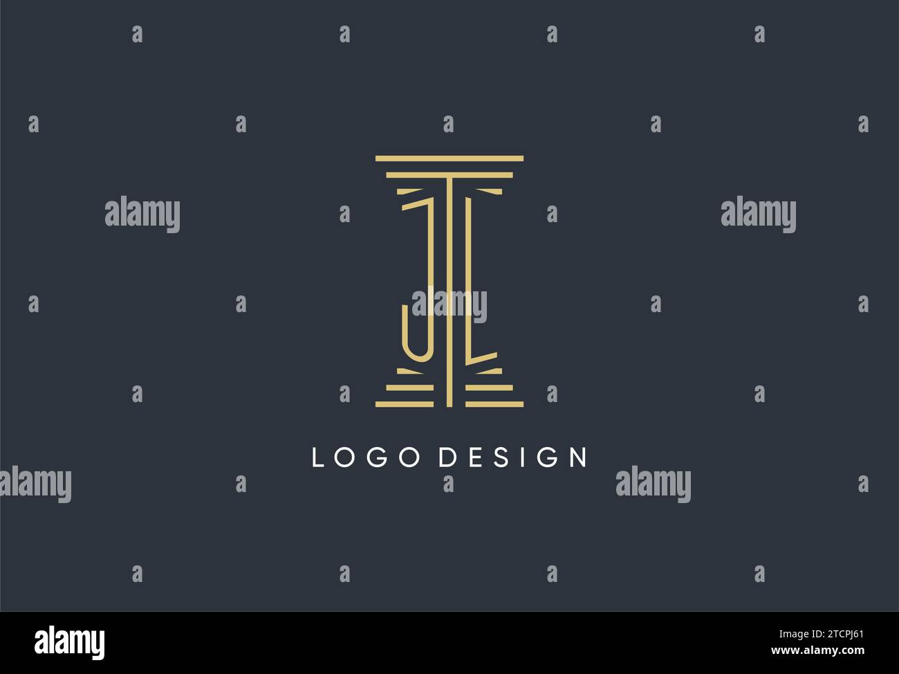JL initial monogram with pillar shape logo design inspiration Stock Vector