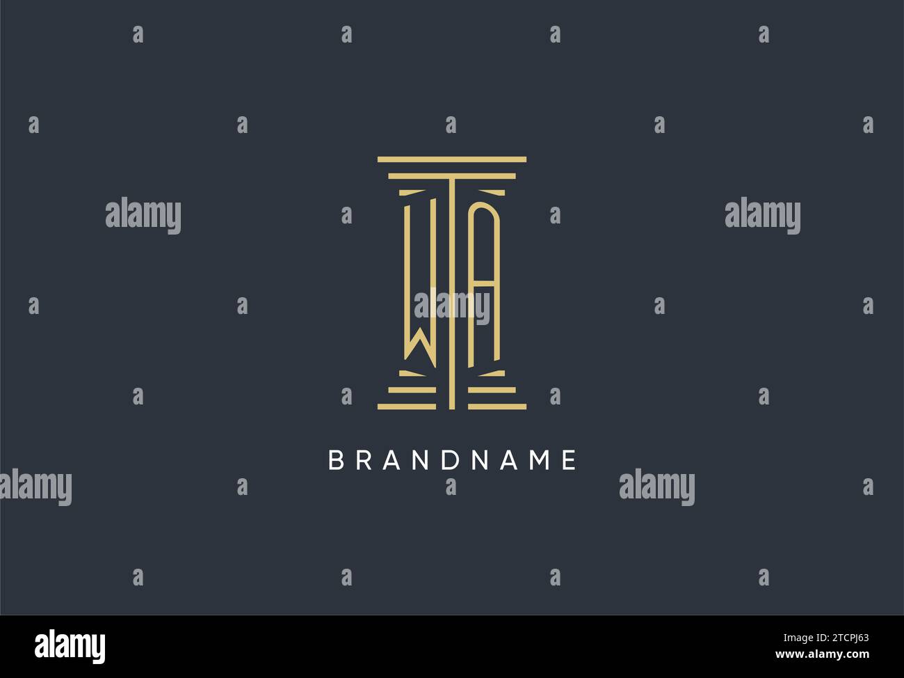 WA initial monogram with pillar shape logo design inspiration Stock Vector