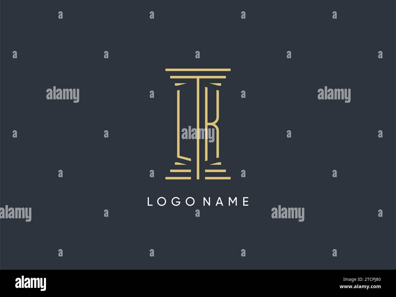 LK initial monogram with pillar shape logo design inspiration Stock Vector