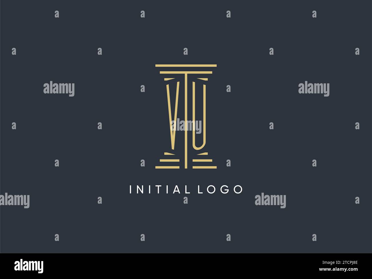 VU initial monogram with pillar shape logo design inspiration Stock Vector
