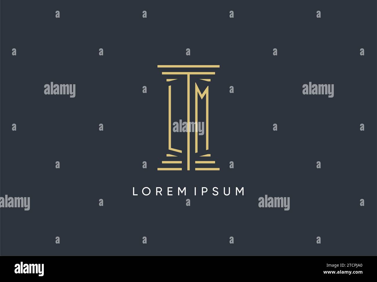 LM initial monogram with pillar shape logo design inspiration Stock Vector