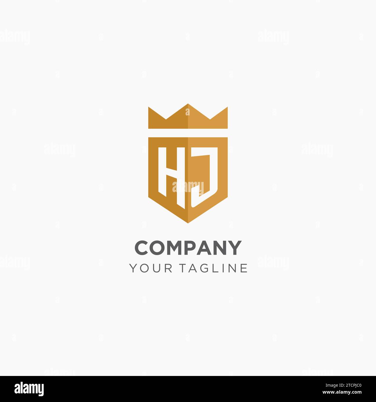 Monogram HJ logo with geometric shield and crown, luxury elegant ...
