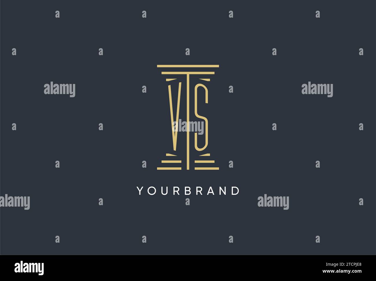 VS initial monogram with pillar shape logo design inspiration Stock Vector