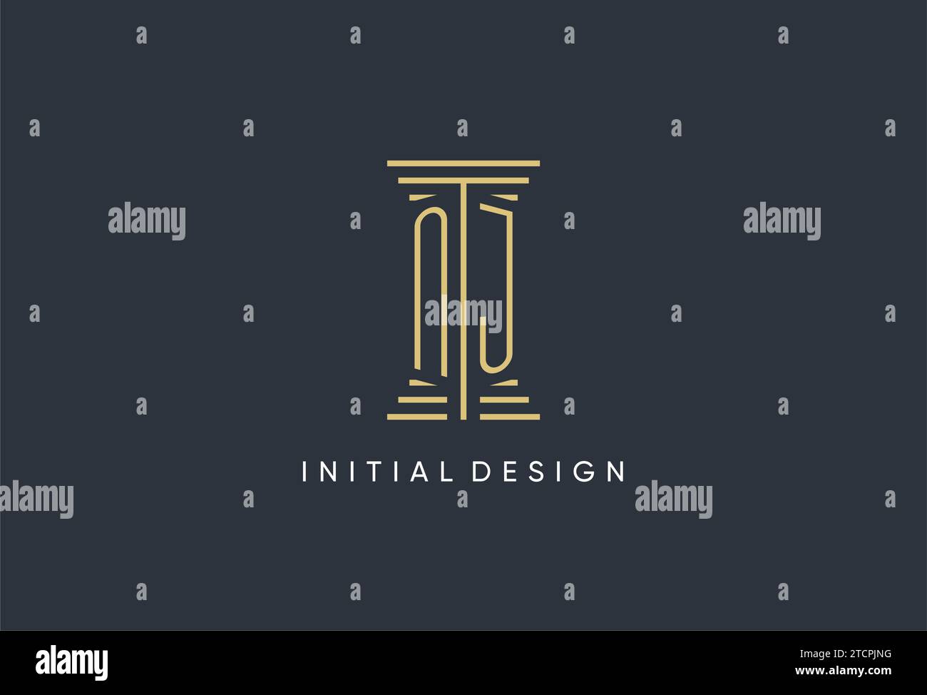 NJ initial monogram with pillar shape logo design inspiration Stock ...