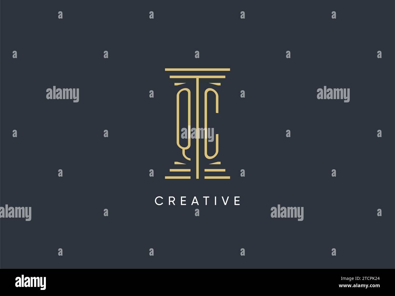 QC initial monogram with pillar shape logo design inspiration Stock ...