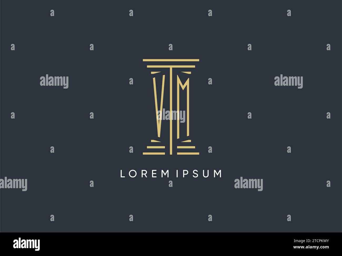 VM initial monogram with pillar shape logo design inspiration Stock ...