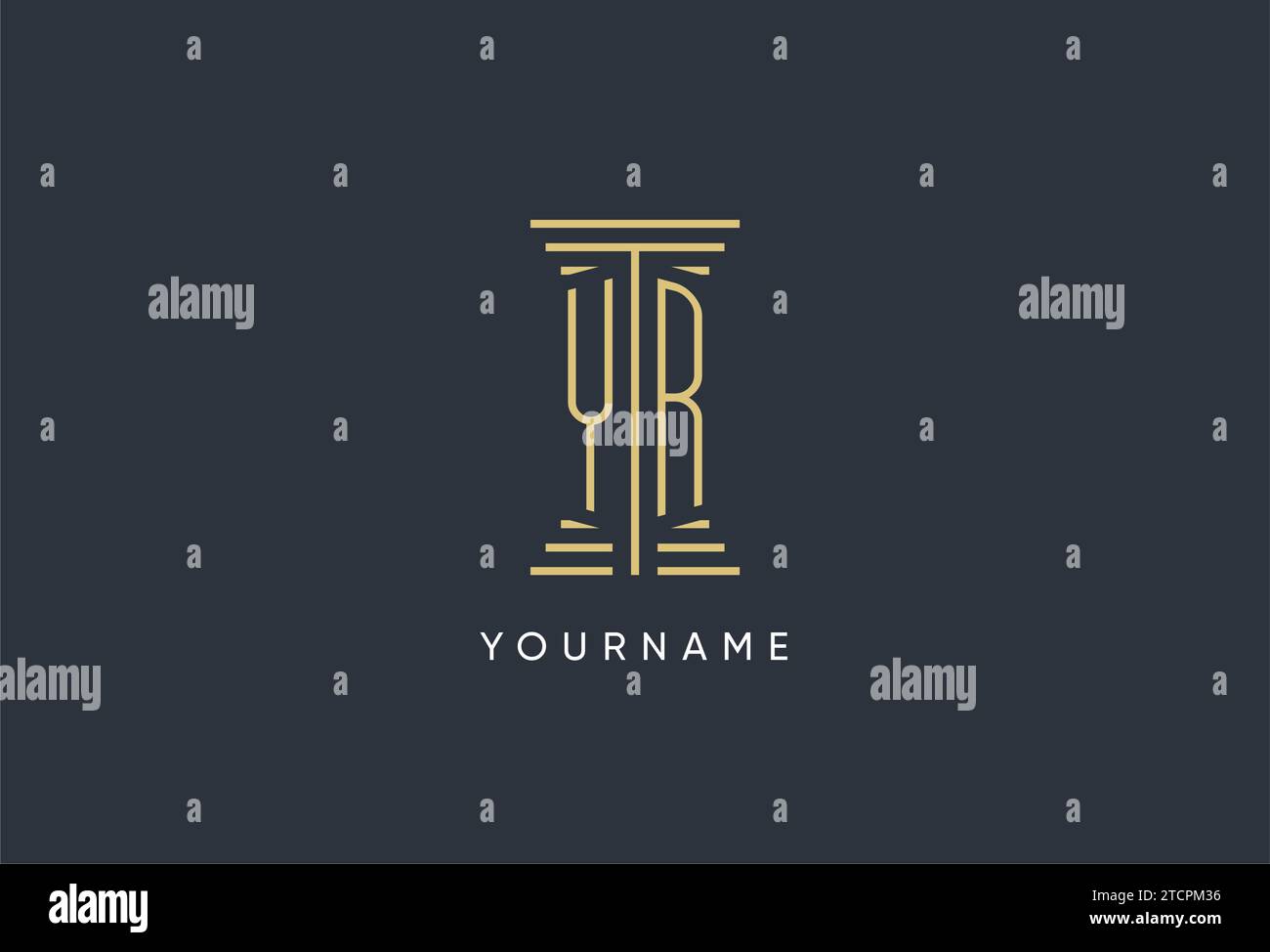 YR initial monogram with pillar shape logo design inspiration Stock ...