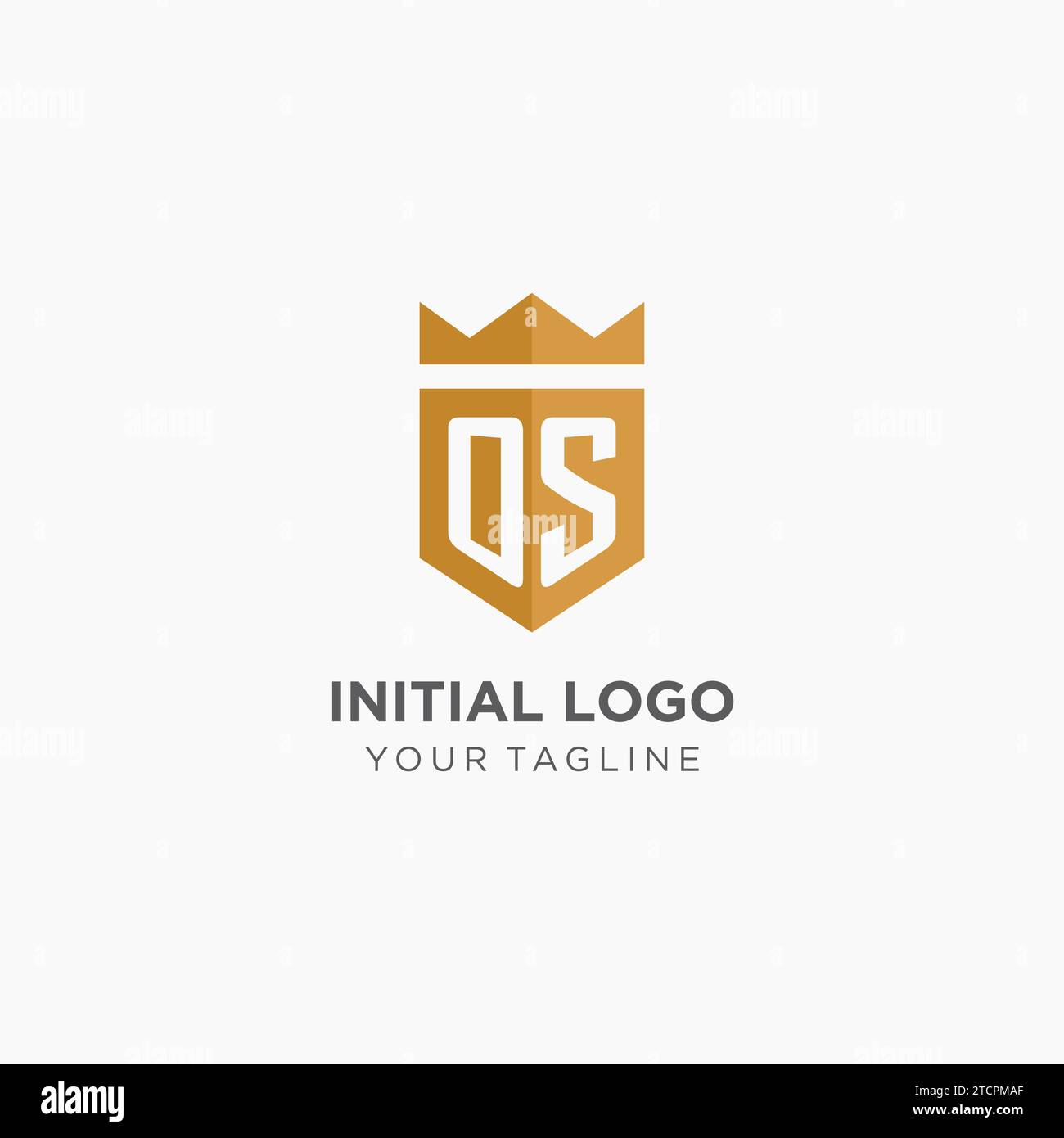 Monogram OS logo with geometric shield and crown, luxury elegant ...