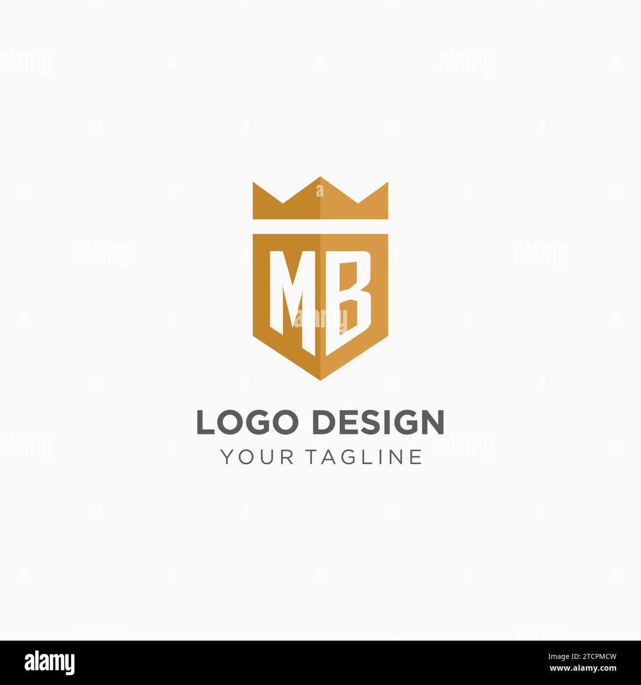 Monogram MB logo with geometric shield and crown, luxury elegant ...