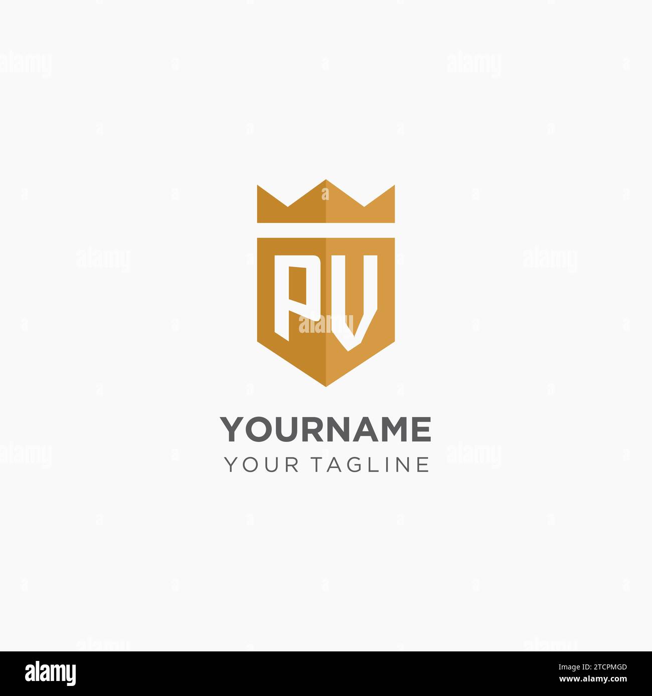 Monogram Pv Logo With Geometric Shield And Crown Luxury Elegant Initial Logo Design Vector 6170