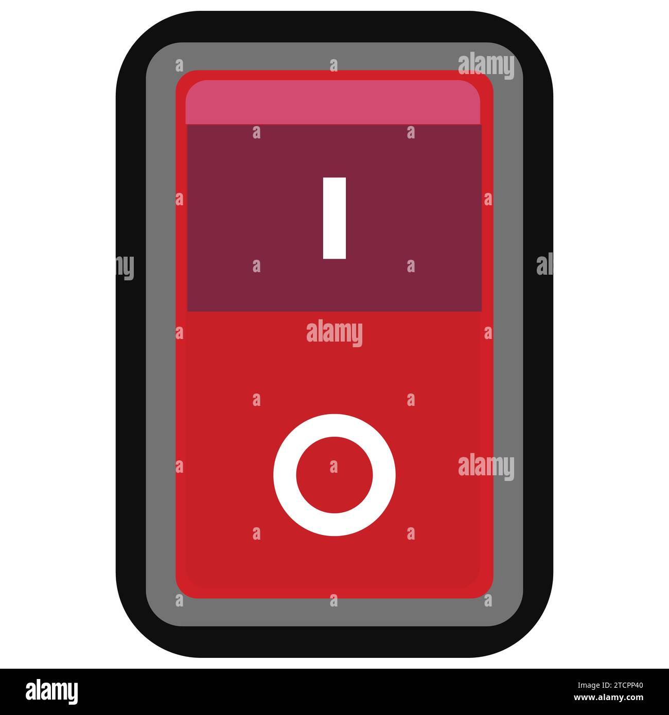 Red pc electric switch icon. Circuit breaker logo. Power toggle switch