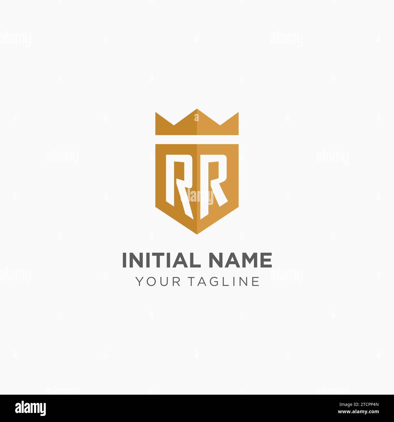 Monogram RR logo with geometric shield and crown, luxury elegant ...