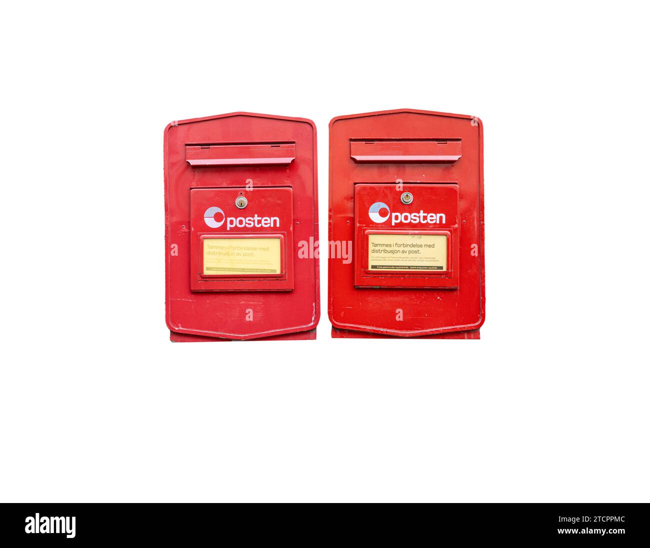 two letterboxes of the Norwegian post office with a transparent