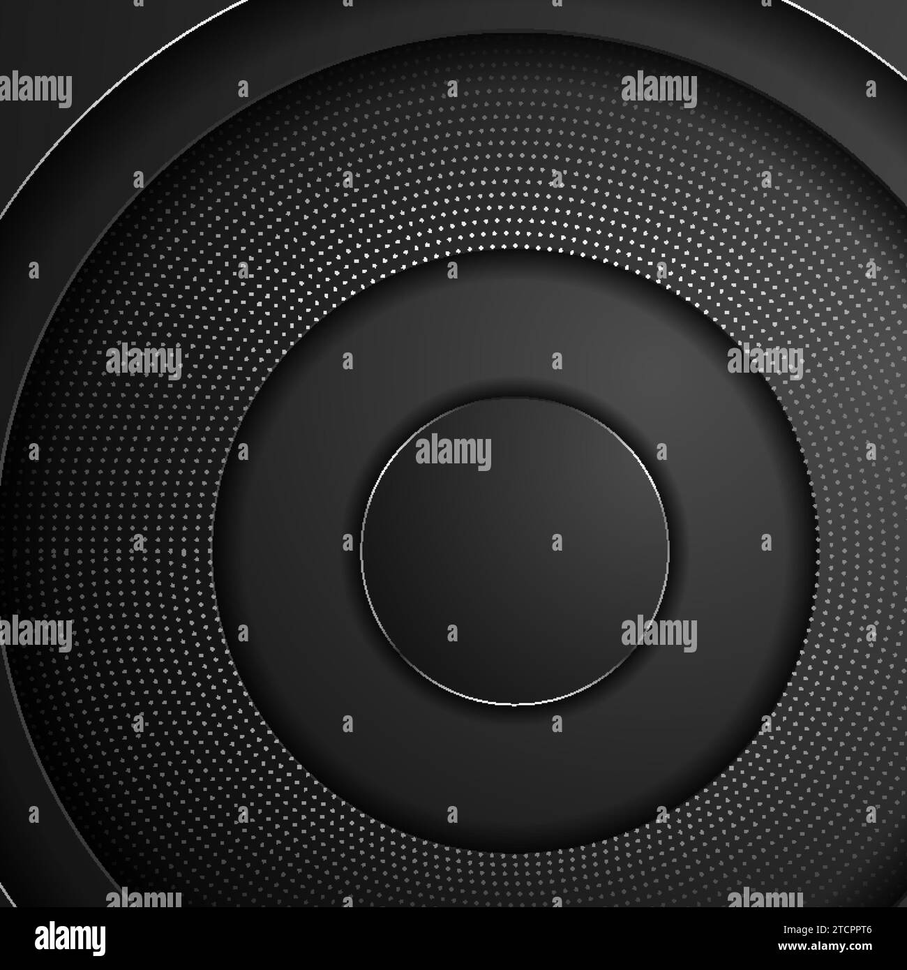 Black and metallic abstract tech geometric round background with dotted ...
