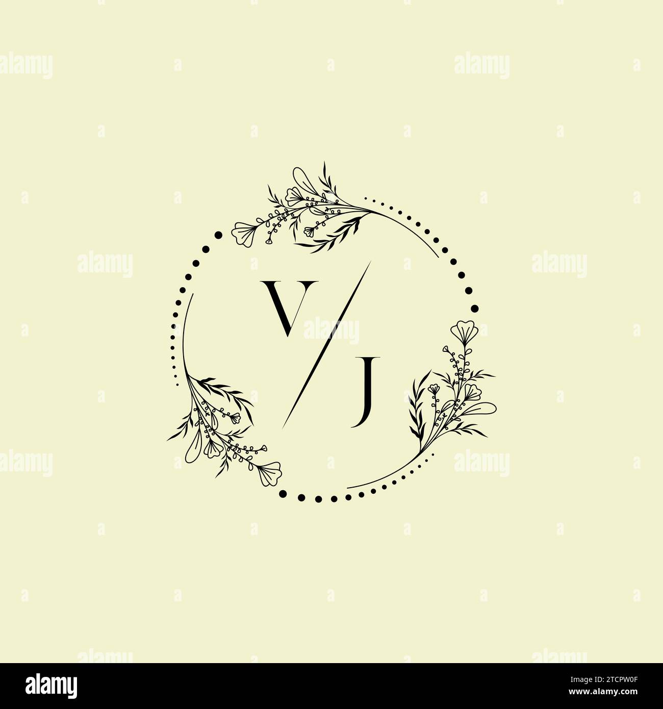 VJ wedding initial logo letters in high quality professional design that will print well across any print media Stock Vector