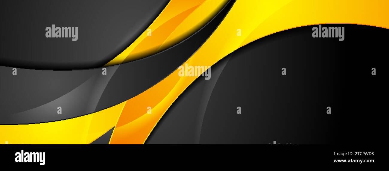 Orange and black glossy waves abstract background. Vector design Stock ...