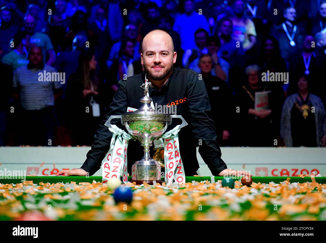 File photo dated 01-05-2023 of Luca Brecel, who withstood a stirring fightback from Mark Selby to clinch a dramatic 18-15 victory and become the first player from mainland Europe to win the World Snooker Championship at the Crucible. Issue date: Tuesday May 2, 2023. Issue date: Thursday November 14, 2023. Stock Photo