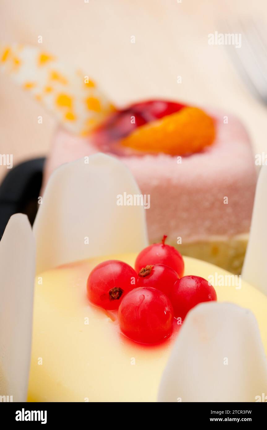 Fresh berry fruit cream cake pastry closeup Stock Photo
