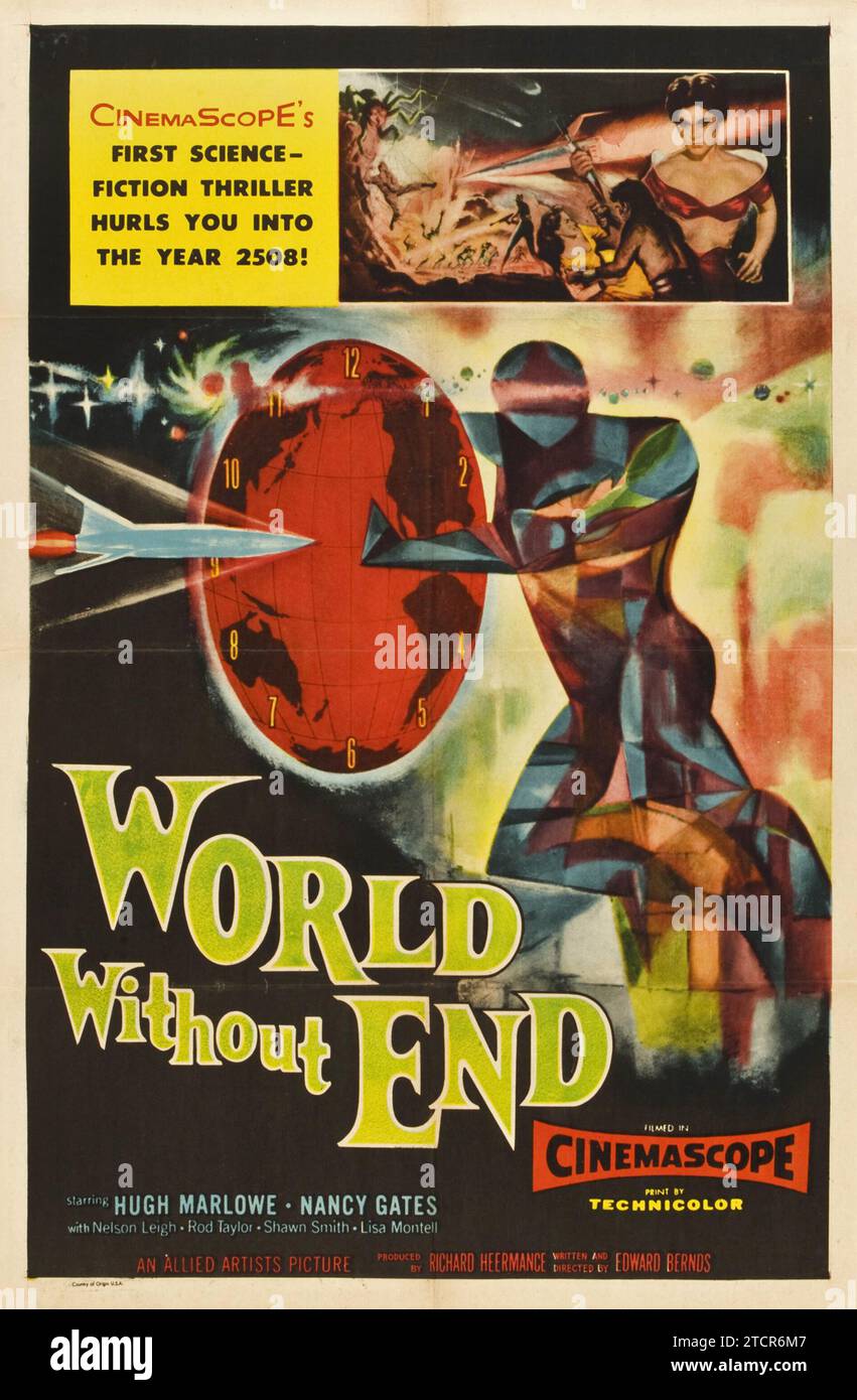 World Without End (Allied Artists, 1956) Hugh Marlowe, Nancy Gates, wide film poster, Science Fiction - Reynold Brown artwork Stock Photo