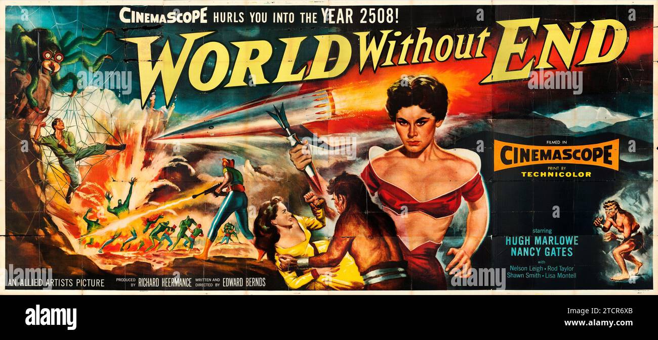 World Without End (Allied Artists, 1956) Hugh Marlowe, Nancy Gates, wide film poster, Science Fiction Stock Photo