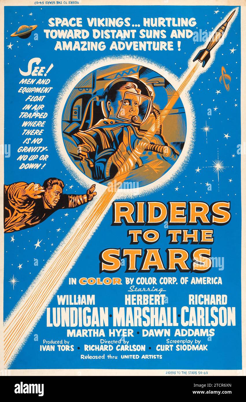 Riders to the Stars (United Artists, 1954). Sci-Fi - Vintage Science Fiction movie poster - Space Vikings - William Lundigan, Herbert Marshall, Richard Carlson Stock Photo