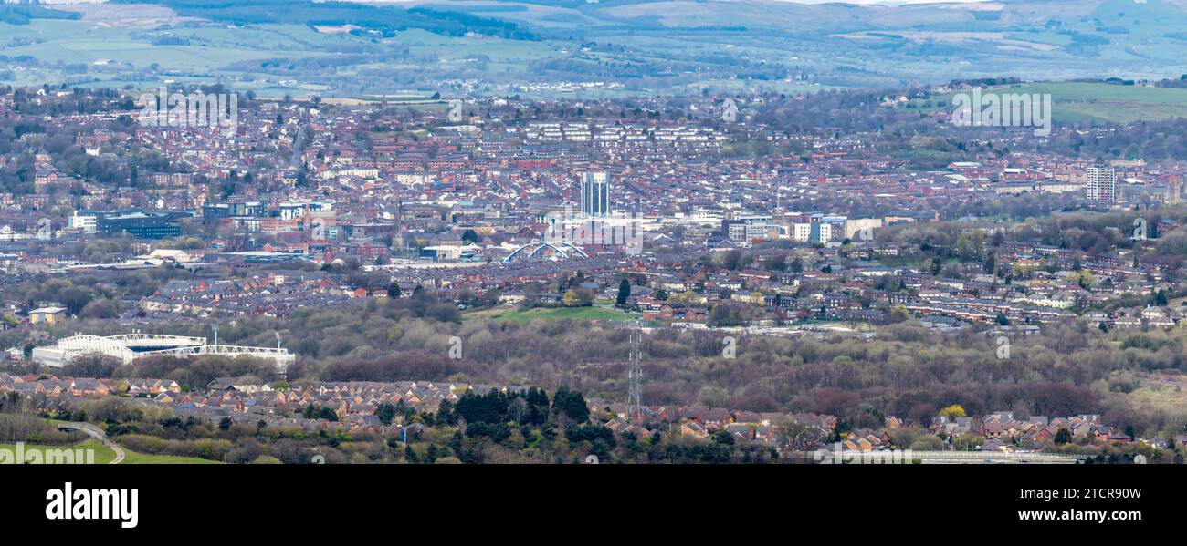 Panoramic view of Blackburn with Darwen Borough from Darwen Tower Stock