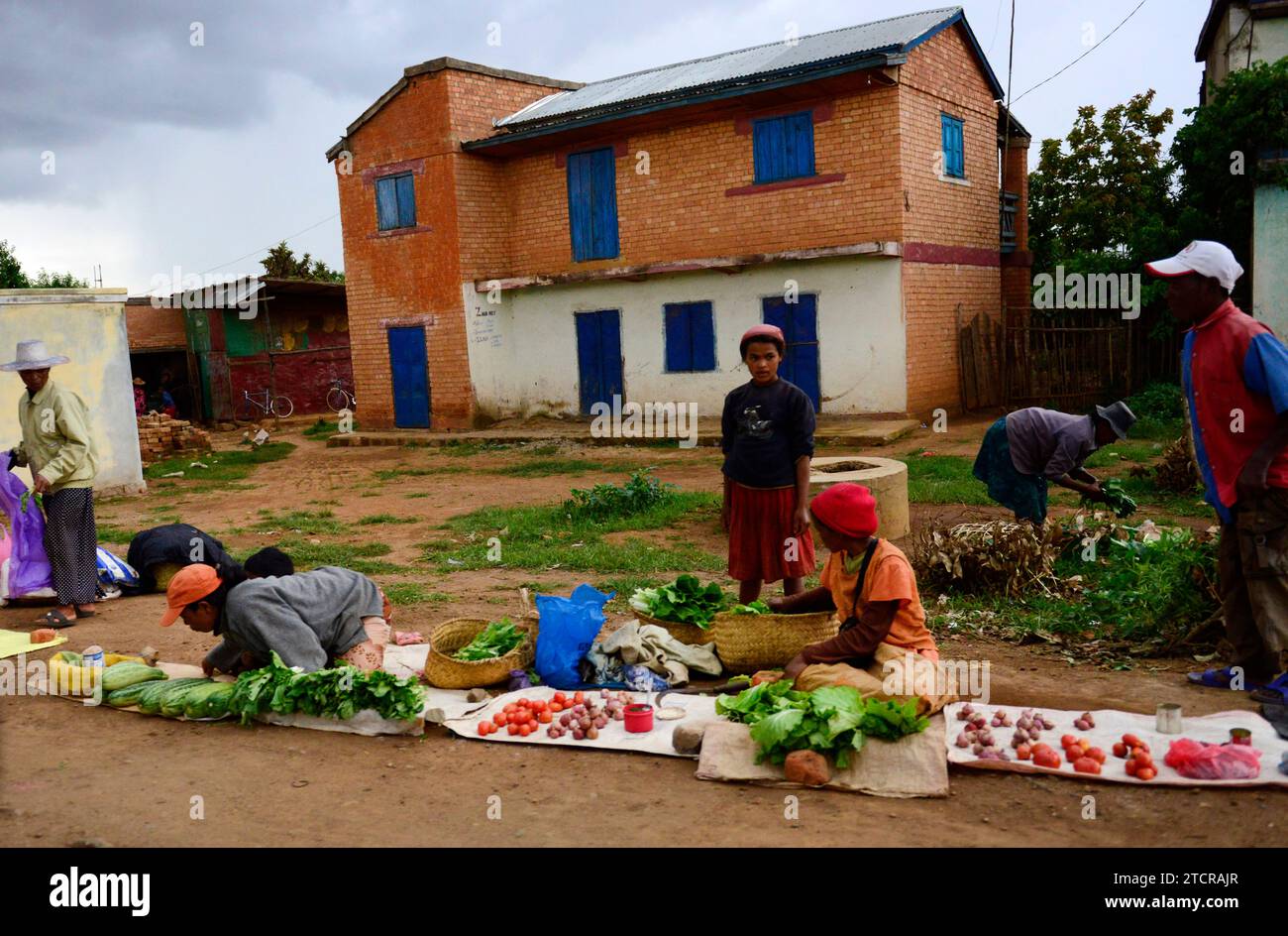 A roadside market in central Madagascar. Stock Photo