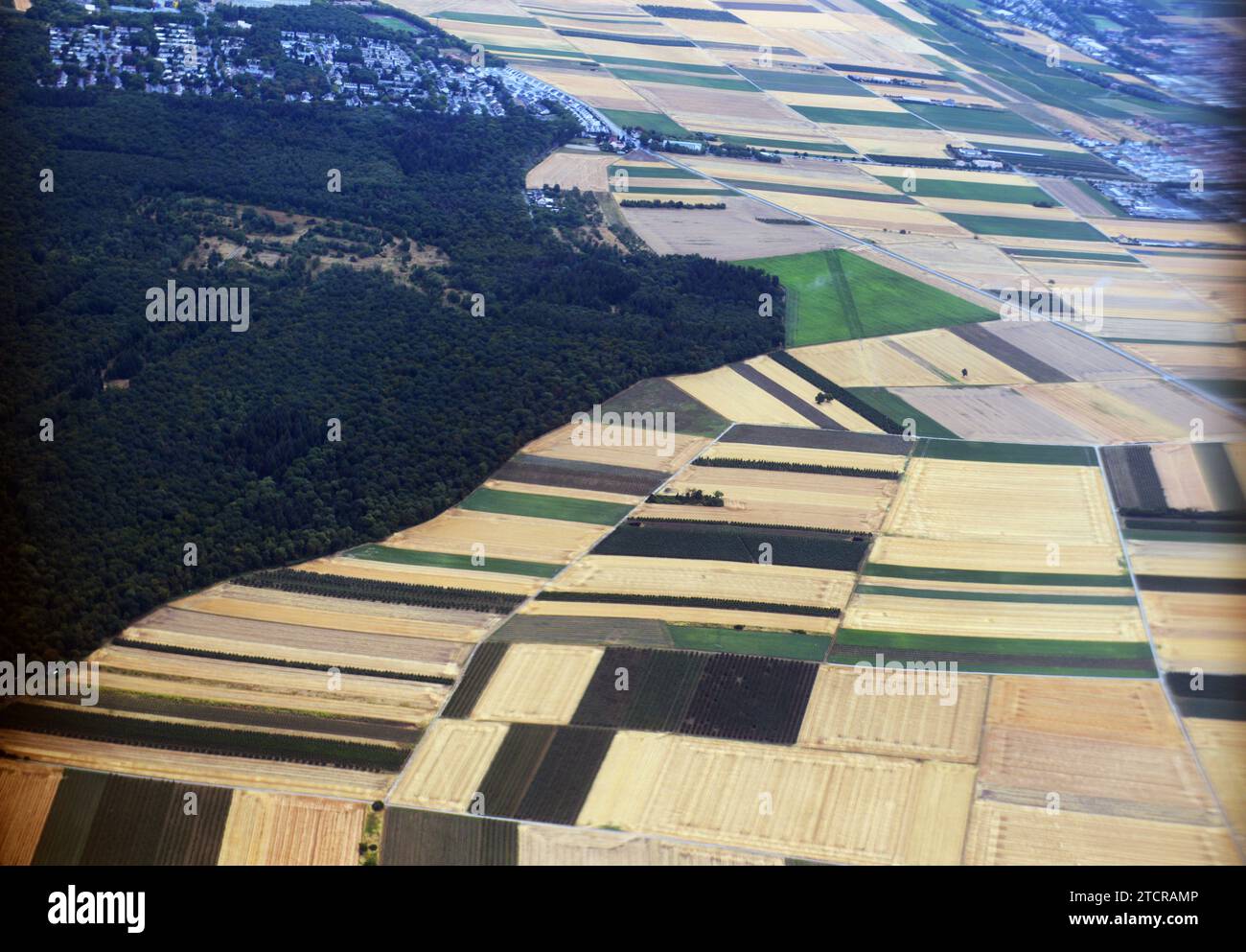 Aerial view of farmlands in Hesse, Germany. Stock Photo