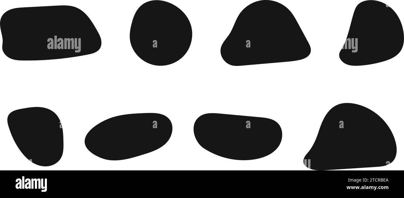 Random Black Abstract Shapes Set Of Organic Blobs Of Irregular