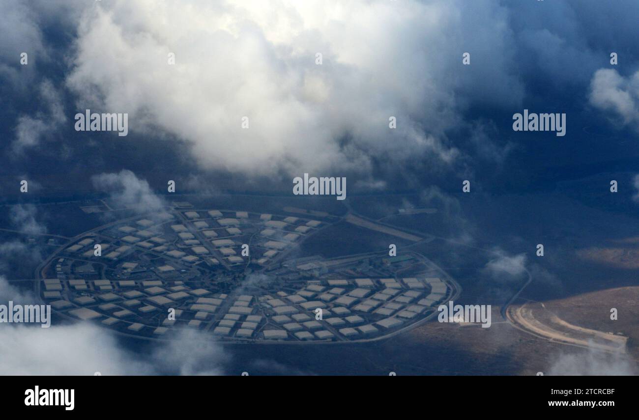 Aerial view of the Nachshonim military base near Rosh Ha'ayin, Israel. Stock Photo