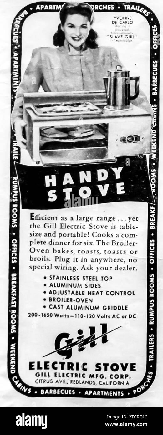 1947 Gill electric stove ad Stock Photo