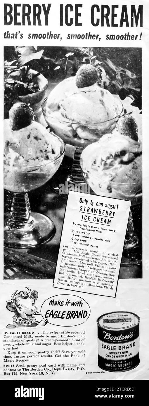 1947 Borden's sweetened condensed milk ad Stock Photo Alamy