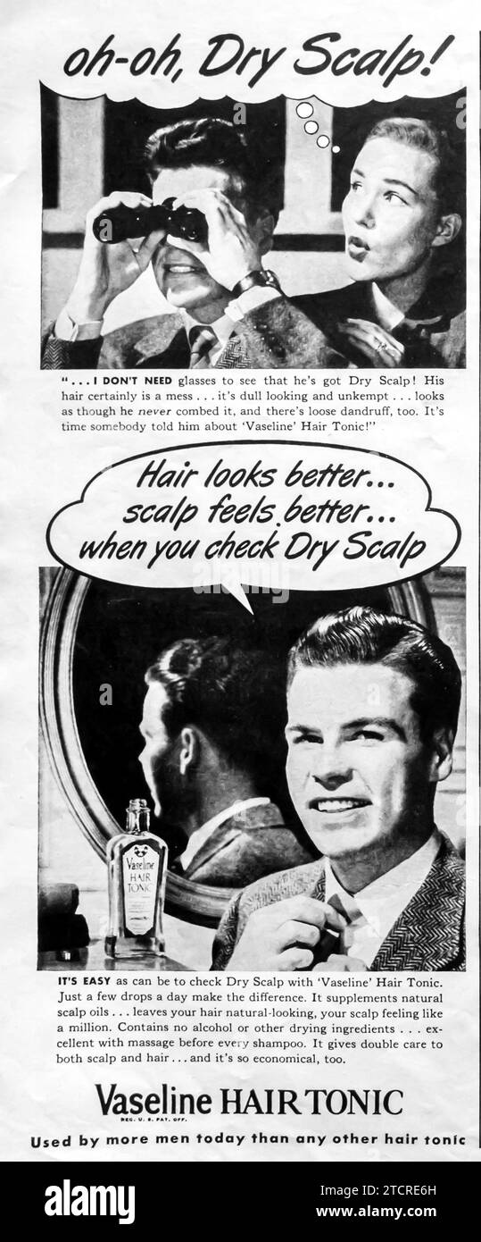 1947 Vaseline hair tonic ad Stock Photo