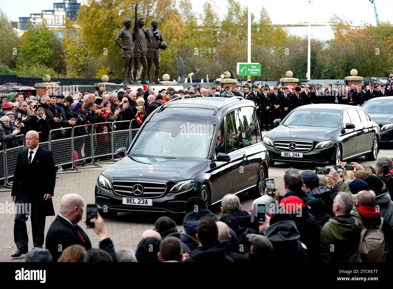 Processional Trafford File photo dated 13-11-2023 of The funeral procession for Sir Bobby ...