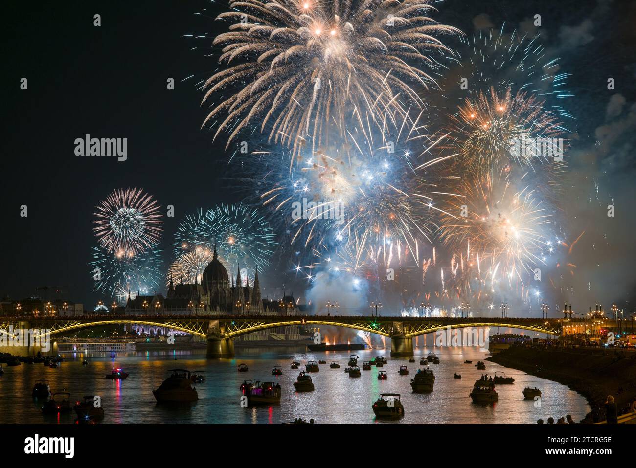 Fireworks over the city Stock Photo