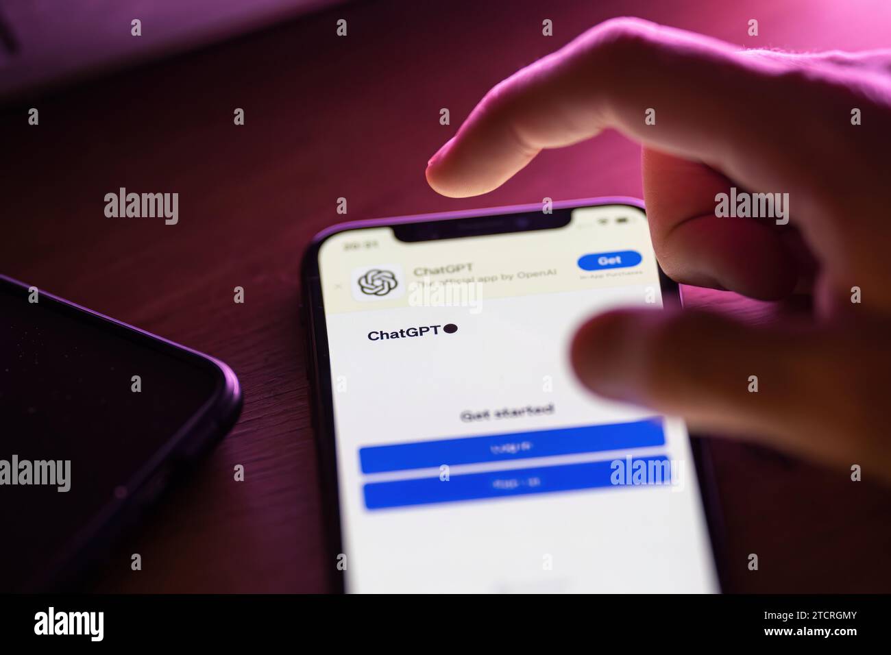 Close-up of using ChatGPT application on smartphone Stock Photo
