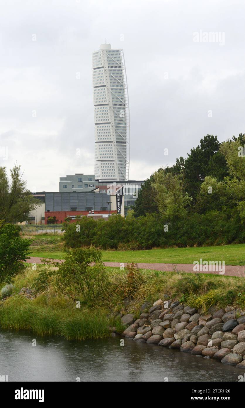 The Turning Torso is a neo-futurist residential skyscraper in  Malmö, Sweden. Stock Photo