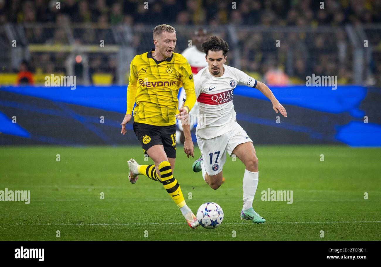 Dortmund Germany. 13th Dec 2023. Marco Reus (BVB) Vitinha (PSG ...