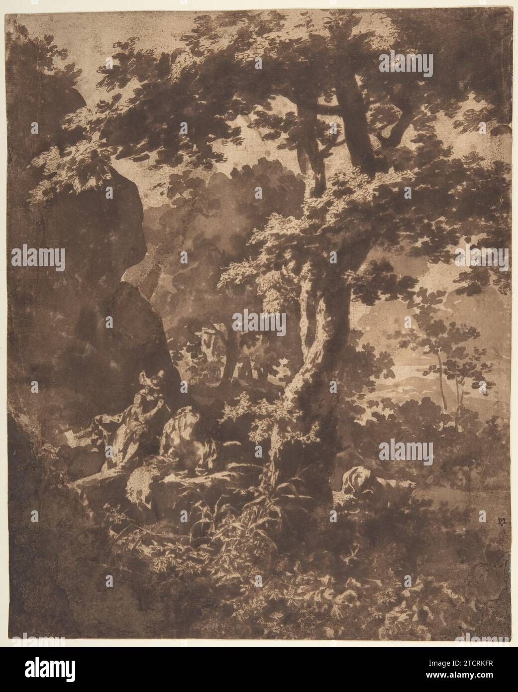 Mercury Lulling Argus to Sleep in a Landscape 1910 by Jan de Bisschop Stock Photo