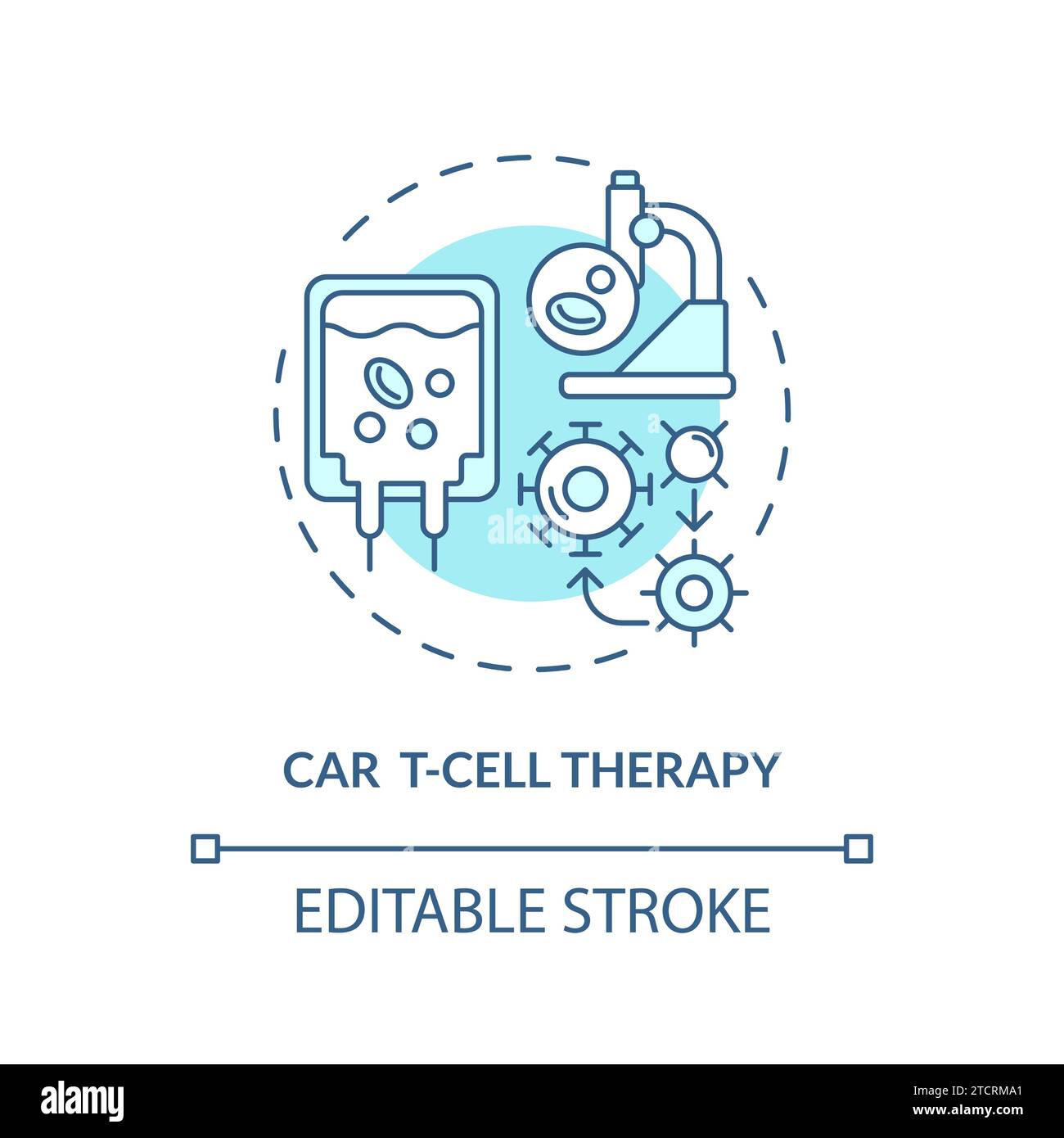 Thin line simple blue CAR T-Cell therapy icon concept Stock Vector
