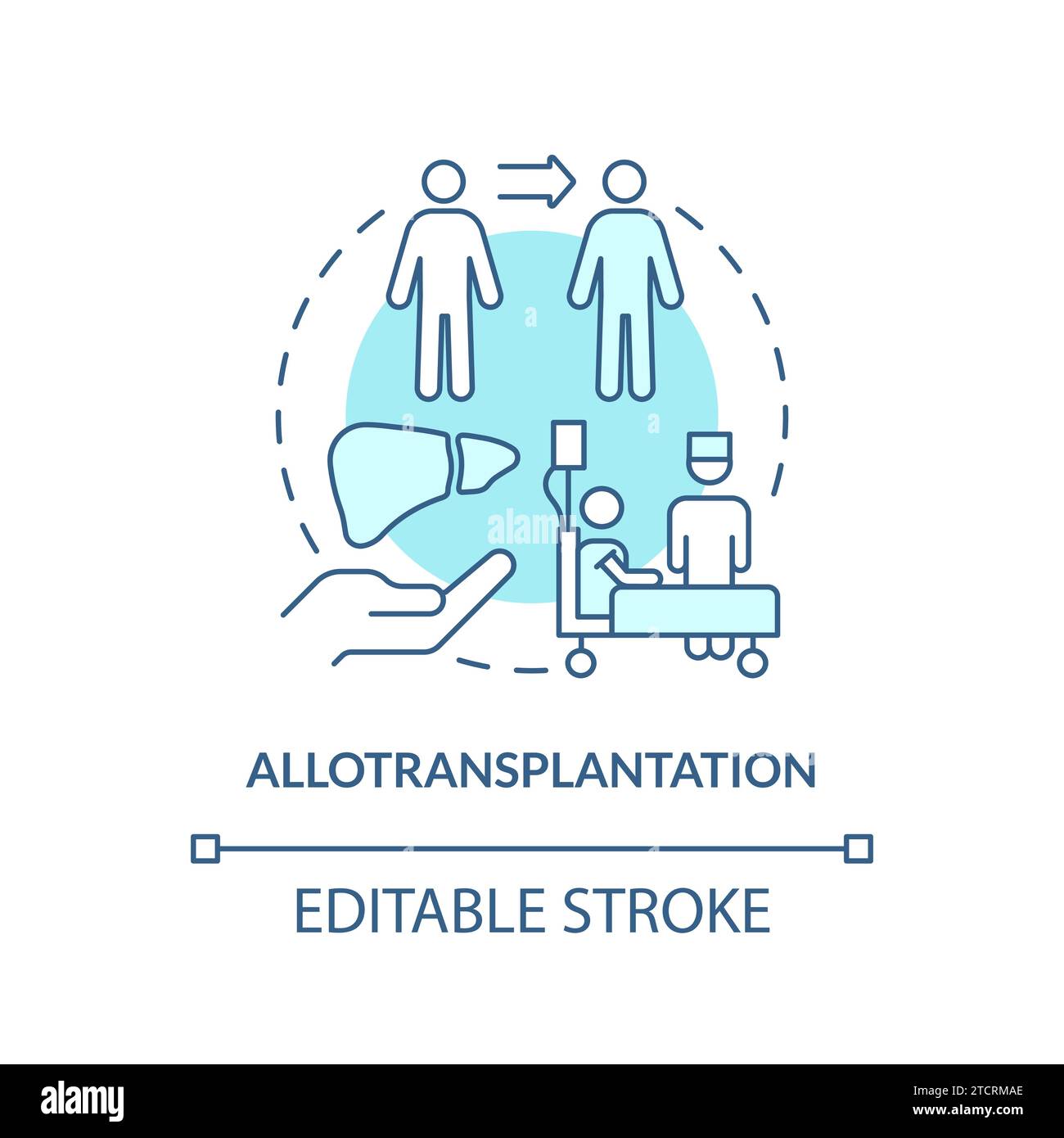 Thin line simple blue allotransplantation icon concept Stock Vector