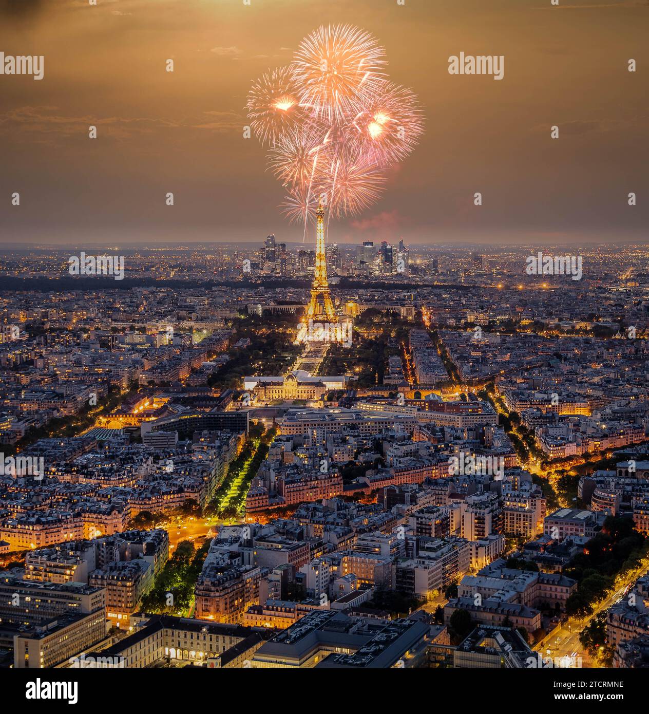 Eiffel tower with fireworks, a celebration of the New Year in Paris, France. High quality photo Stock Photo