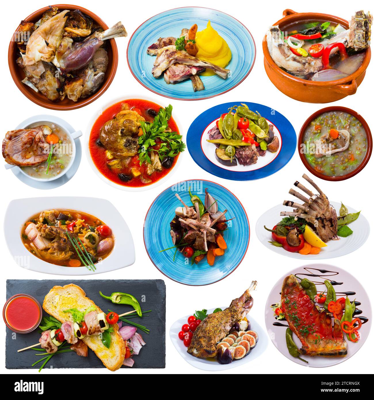 Set of lamb dishes isolated Stock Photo - Alamy