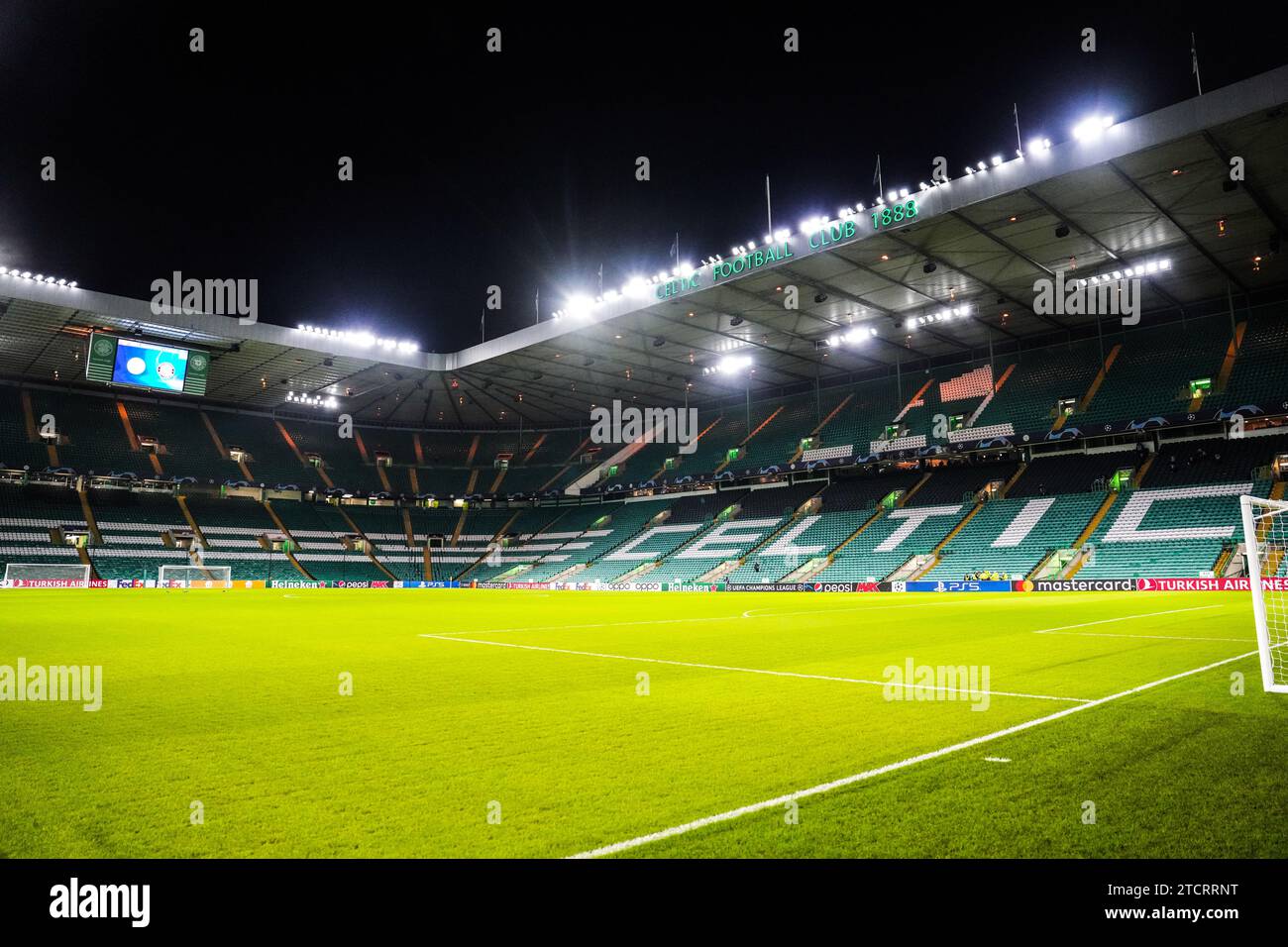 A view of Celtic Park stadium in Glasgow on December 13, 2023. Stock Photo