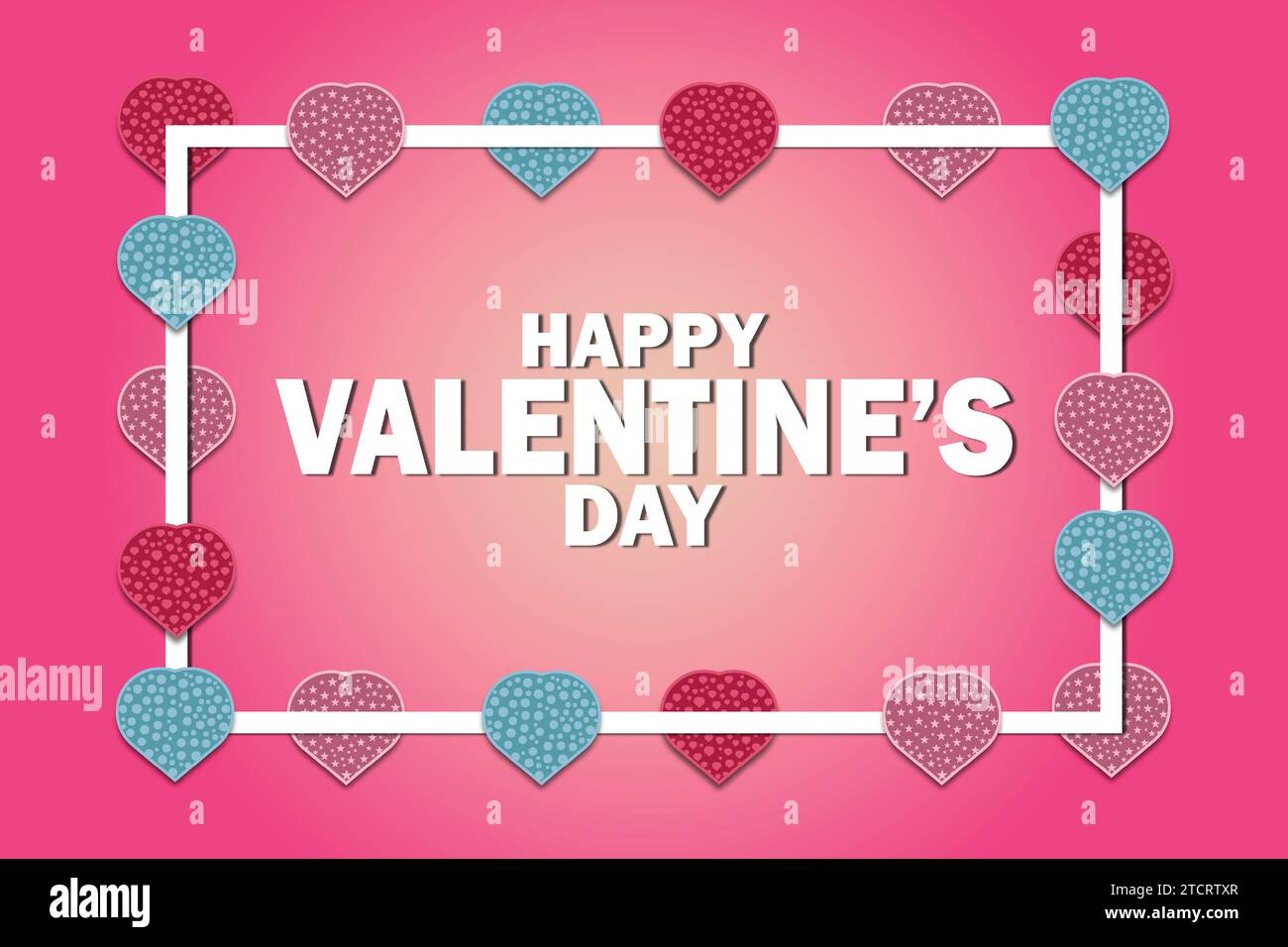 Happy Valentine's day background with hearts frame. Vector illustration ...