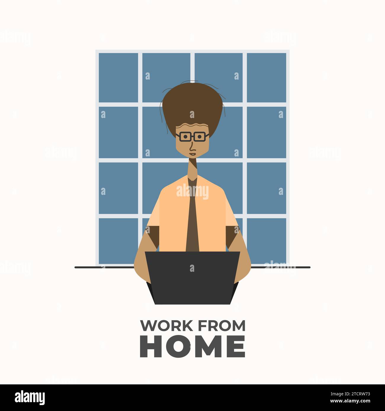 Work From Home Illustration Concept. Freelancer Working on Laptop at Home Stock Vector