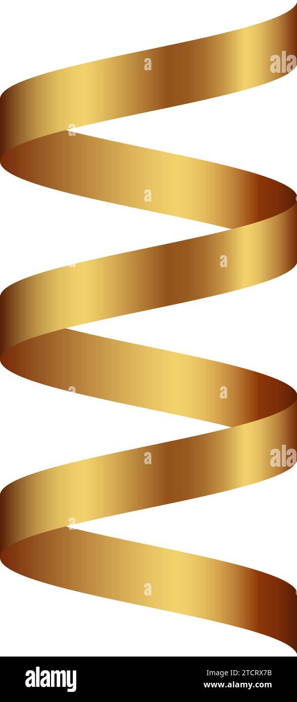 Golden spiral ribbon element. Vector illustration. Stock Vector