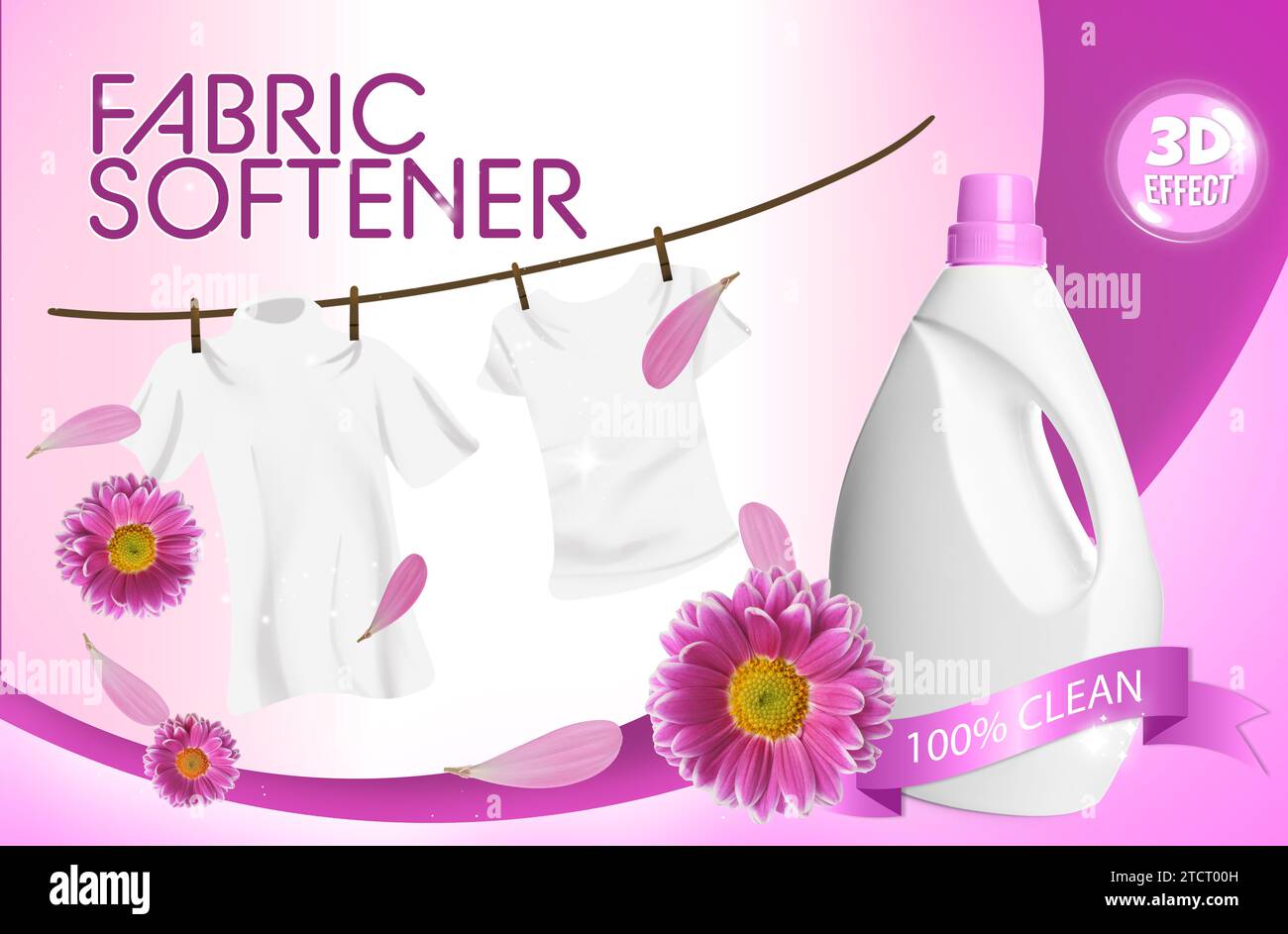 Fabric softener advertising design. Bottle of conditioner ...