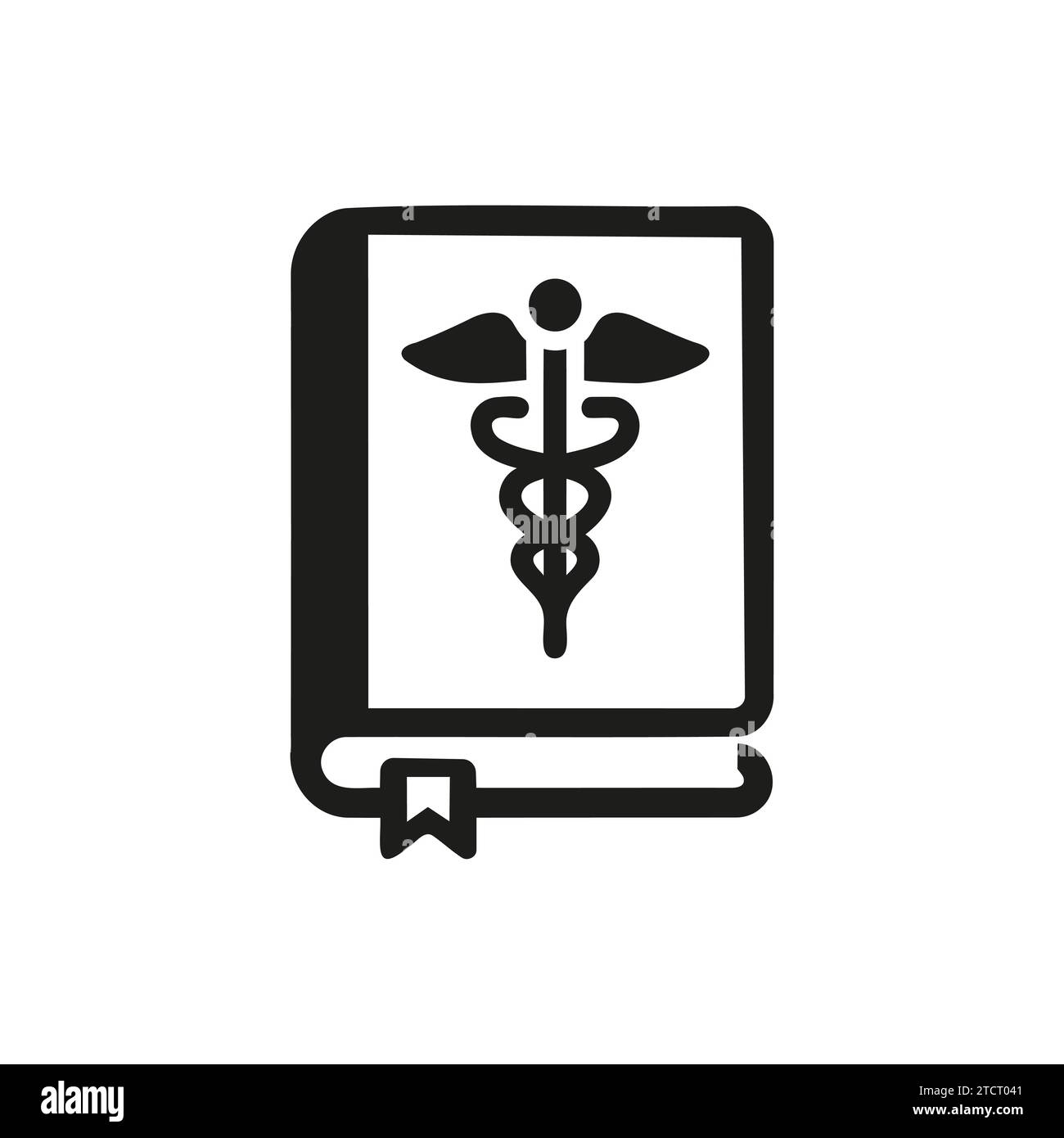 linear simple book icon with caduceus sign isolated. Vector illustration Stock Vector