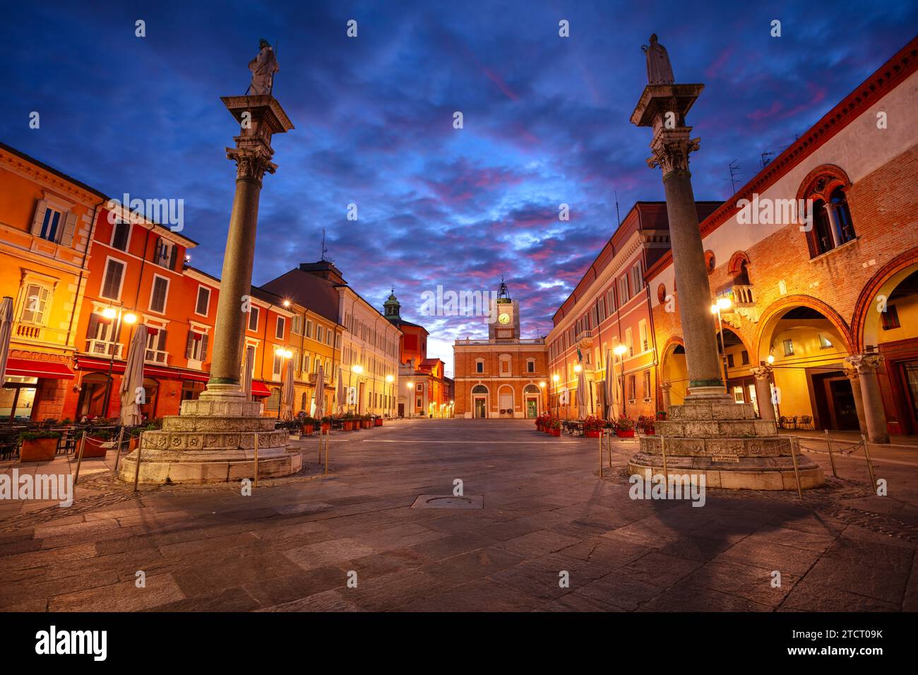 Ravenna, Italy. Cityscape image of old town Ravenna, Italy at beautiful autumn sunrise. Stock Photo